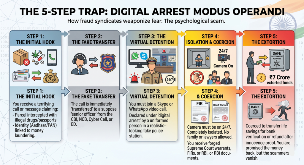 modus operandi digital arrest scam flowchart